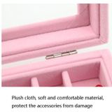 Home Glass Lid Flannel Storage Jewelry Box With Lid(9 Grids Pink)