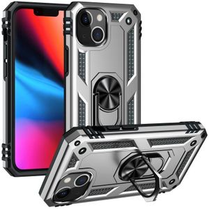 Shockproof TPU + PC Protective Case with 360 Degree Rotating Holder For iPhone 13 mini(Silver)