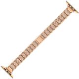 14mm Three-beads Diamond Aluminum Alloy Replacement Strap Watchband For Apple Watch Series 7 & 6 & SE & 5 & 4 40mm  / 3 & 2 & 1 38mm(Rose Gold)