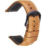 Smart Quick Release Watch Strap Crazy Horse Leather Retro Strap For Samsung Huawei Size: 20mm (Light Brown Black Buckle)