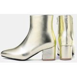 Autumn  Winter Glitter Square Heel Pointed Low-Top Women Boots  Size:36(Gold)