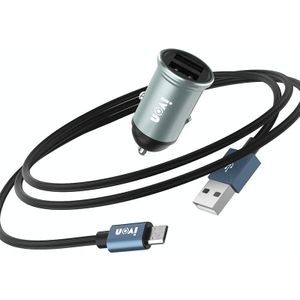 Ivon CC37 15W 3.1A Dual USB Mini Car Charger + 1m USB naar Micro USB Snelle laadgegevens kabel Set