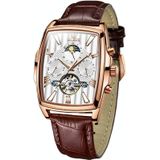 OLEVS 6675 Heren multifunctioneel maanfase Tourbillon mechanisch horloge (wit + rosé goud)