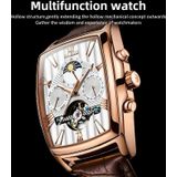 OLEVS 6675 Heren multifunctioneel maanfase Tourbillon mechanisch horloge (wit + rosé goud)