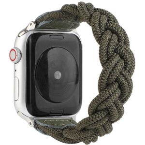 Elastic Woven Watchband For Apple Watch Series 6 & SE & 5 & 4 40mm / 3 & 2 & 1 38mm  Length:130mm(Dark Green)