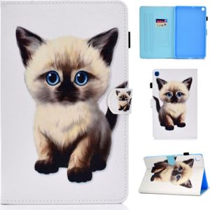 For Galaxy Tab S6 Lite Sewing Thread Horizontal Painted Flat Leather Case with Sleep Function & Pen Cover & Anti Skid Strip & Card Slot & Holder(Kitten)