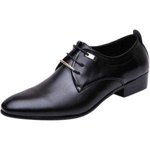 Mannen business dress schoenen puntige teen mannen schoenen  maat:42 (Zwart)