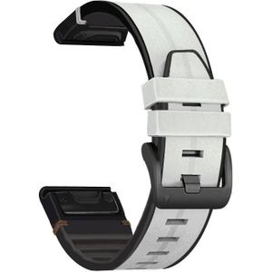 Voor Garmin Fenix 7 Silicone + Lederen Quick Release Watchband