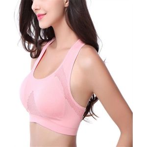 High Stretch Breathable Top Fitness Women Padded Sports Bra(Pink)