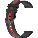 Voor Samsung Galaxy Watch 6 Classic 43 mm 20 mm verticale tweekleurige siliconen horlogeband (zwart + rood)