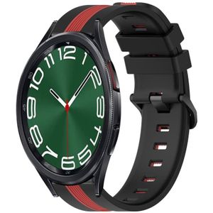 Voor Samsung Galaxy Watch 6 Classic 43 mm 20 mm verticale tweekleurige siliconen horlogeband (zwart + rood)