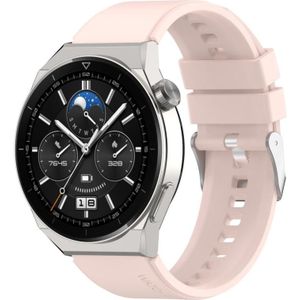 For Huawei Watch GT 42mm/46mm / GT2 46mm 22mm Protruding Head Silicone Strap Silver Buckle(Pink)