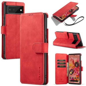 For Google Pixel 6 DG.MING Retro Oil Side Horizontal Flip Leather Case with Holder & Card Slots & Wallet(Red)