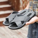 Mannen zomer pantoffels zachte zolen sandalen binnen en buiten strand casual antislip slippers  grootte: 41 (grijs)