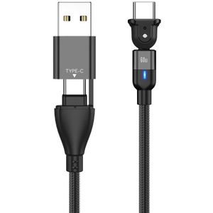 PD 60W Type-C / USB-C to Type-C / USB-C + USB 180 Degree Bending Charging Data Cable  Length:1m(Black)