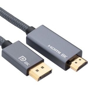 DisplayPort Mannelijk naar HDMI MANNELIJKE 8K 30HZ HD Gevlochten Adapterkabel  Kabellengte: 2m