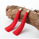 3 PCS Women Boho Fashion Long Tassel Earrings(Red)