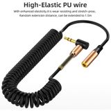5PCS 3.5mm Male To Female Spring AUX Extension Cable Speaker Audio Cable  Cable Length: 1.5m(Black)