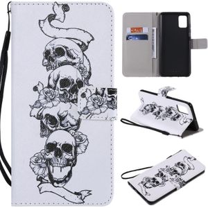 For Galaxy A51 Painting Horizontal Flip Leather Case with Holder & Card Slot & Lanyard(Skull Bone)