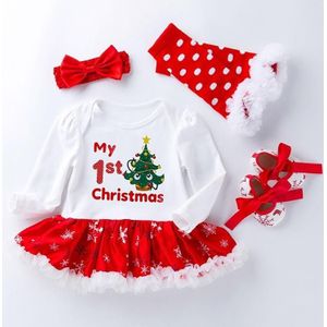 Vierdelige Baby Snowflake jurk met lange mouwen (Kleur: Eye Kerstboom Maat:59)