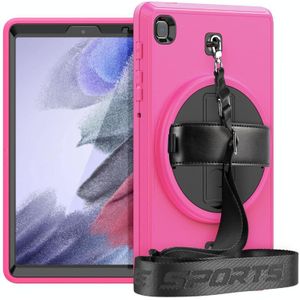 For Samsung Galaxy Tab A7 Lite T220 / T225 Shockproof TPU + PC Tablet Case with Holder & Pen Slot & Shoulder Strap(Rose Red)