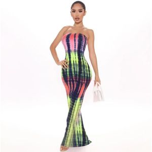 Dames One Word Tube Top Printed Dress (Color: Multicolour Size: L)