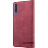 Voor Samsung Galaxy A70 Skin Feel Anti-Diefstal Borstel Horizontale Flip Leren Case Met Houder & Card Slots & Portemonnee (Wijnrood)