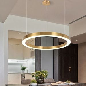 24W Simple Modern Atmosphere Home Creative Personality Living Room Restaurant Hall Ring Chandelier  Diameter: 40cm