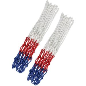 2 Pairs Outdoor Round Rope Basketball Net  Colour: 3.0mm Polypropylene(White Red Blue)