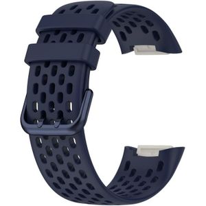 Voor Fitbit Charge 5 Monochromatische silicagel Ademend riem (Navy Blue)