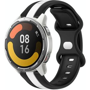 Voor Xiaomi MI Watch Color 2 22 mm vlindergesp tweekleurige siliconen horlogeband (zwart + wit)