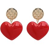Peach Heart Earrings Retro Series Acrylic Stud Earrings for Women(Red)