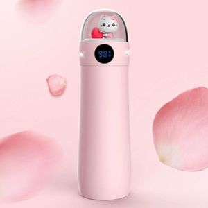 MOSLA BWB012 Cartoon Smart Display Temperature Reminder Drinking Water Thermos Cup(Pink Cat)