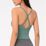 Sexy Kleine Sling Nude Drop Beauty Back Fitness Yoga Vest (Color: Tidewate Size:L)