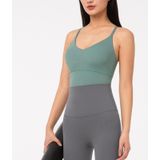 Sexy Kleine Sling Nude Drop Beauty Back Fitness Yoga Vest (Color: Tidewate Size:L)
