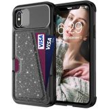 Glitter magnetische kaarttas lederen tas voor iPhone X / XS