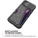 Glitter magnetische kaarttas lederen tas voor iPhone X / XS