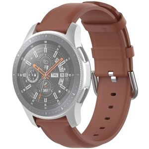 For Samsung Galaxy Watch 3 45mm 22mm Leather Strap with Round Tail Buckle(Brown)