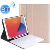 YA102B-A Detachable Lambskin Texture Round Keycap Bluetooth Keyboard Leather Case with Touch Control & Pen Slot & Stand For iPad 10.2 (2020) & (2019) / Air 3 10.5 inch / Pro 10.5 inch(Gold)