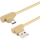 25cm USB to Micro USB Nylon Weave Style Double Elbow Charging Cable  For Samsung / Huawei / Xiaomi / Meizu / LG / HTC and Other Smartphones (Gold)