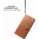 For Galaxy A51 5G Retro Solid Color Leather Buckle Phone Case with Lanyard & Photo Frame & Card Slot & Wallet & Stand Function(Brown)