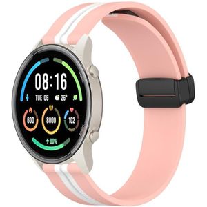 Voor Xiaomi MI Watch Sport 22 mm opvouwbare magnetische sluiting siliconen horlogeband (roze + wit)