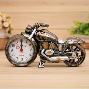Cartoon Motorcycle Alarm Clock Bedroom Plastic Pointer Alarm Clock  Size: 23*13*6cm(Black  Gold)