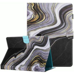 Voor 10 inch universele marmeren patroon stiksels lederen tablethoes (zwart goud)