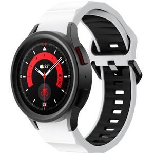 Voor Samsung Galaxy Watch5 Pro Wave tweekleurige siliconen horlogeband (wit zwart)