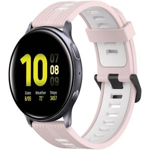 Voor Samsung Galaxy Watch Active 2 44mm 20 mm verticaal patroon tweekleurige siliconen horlogeband (roze+wit)