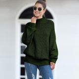Fashion Edge Curl High Collar Knit Sweater (Color:Army Green Size:XL)
