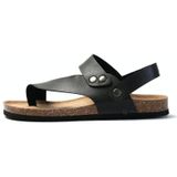 Mannen Zomer Cork Slippers Strand Paar Leren Sandalen  Grootte: 38 (Zwart)