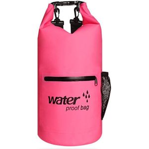 Outdoor Waterproof Dry Dual Shoulder Strap Bag Dry Sack PVC Barrel Bag  Capacity: 10L(Pink)