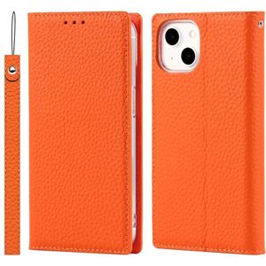 Litchi Texture Lederen Telefoonhoesje met Lanyard & Holder & Card Slots & Portemonnee voor iPhone 13 (Oranje)